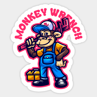 Monkey Wrench Happy Funny Car Mechanic Retro Cartoon Vintage Comic Sticker